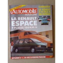 L'Automobile n°456, Renault Espace TSE, Porsche 911 4x4, Mercedes 190E 2.3-16, Citroën Visa 1000 Pistes, R25 E28 604 230E