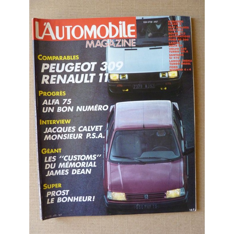 L'Automobile n°473, Alfa Romeo 75, Seat Malaga, Peugeot 309GT, Santana SJ410, Lancia Delta S4, Ford RS200, Volvo 240 Turbo