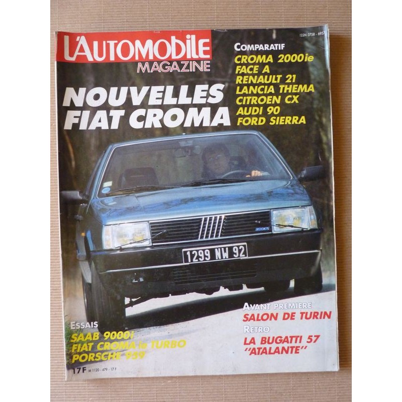 L'Automobile n°479, Saab 9000i, Fiat Croma Turbo IE, Honda Prelude EX iR, Ford Scorpio 2500D, Jeep Wrangler, Porsche 959