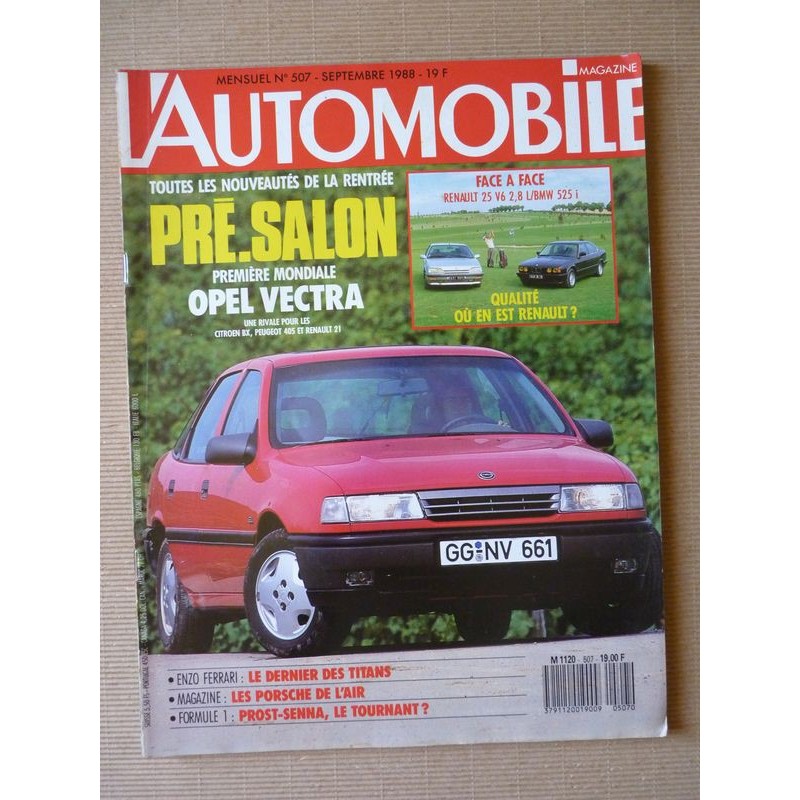 L'Automobile n°507, Volkswagen Passat GT, Maserati 430, Renault 19 GTD, Peugeot 405 T16, Renault 25 V6i, BMW 525i, Polo G40