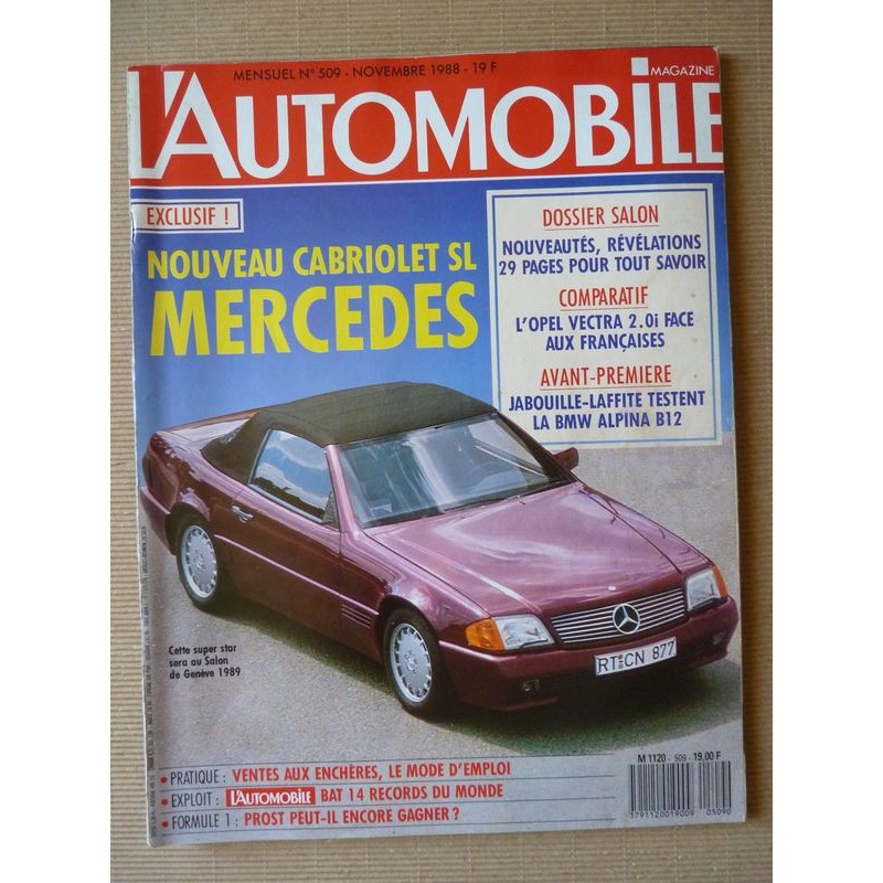 L'Automobile n°509, Opel Vectra CD, Volvo 440 Turbo, Fiat Uno Turbo Diesel, Nissan Terrano, BMW Alpina B12, Corsa TD