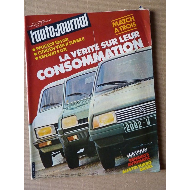 Auto-Journal n°08-81, Renault 5 Auto, Alfa Romeo Alfetta, Peugeot P4, Peugeot 104 GR, Renault 5 GTL, Citroën Visa Super E