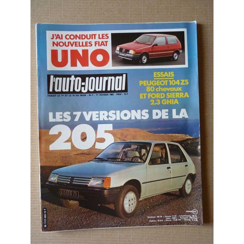 Auto-Journal n°02-83, Ford Sierra 2.3 Ghia, Peugeot 104 ZS, Alpina C1, Chevrolet Corvette C4, Talbot Samba Groupe B