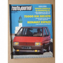 Auto-Journal n°10-84, Toyota Corolla GT Twin Cam 16, Renault Espace 2000 TSE, Peugeot 505 GTD, Citroën Visa Mille Piste