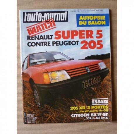 Auto-Journal n°18-84, Peugeot 205 XR, Citroën BX 19 GT, Renault Supercinq GTL, Porsche 928-4