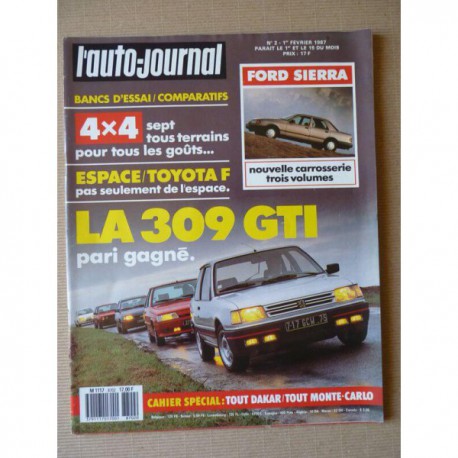 Auto-Journal n°02-87, Toyota Model F GL, Peugeot 309 GTI, Peugeot 505 GR Dangel, Mitsubishi Pajero 2.5TD