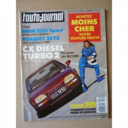 Auto-Journal n°04-87, Citroën CX 25 TRD Turbo 2, BMW 325i Sport, Renault 25 TX injection, les Peugeot 205