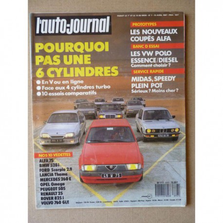 Auto-Journal n°07-87, Volkswagen Polo Oxford, Alfa Romeo 75 6V 3.0, BMW 528i, Mercedes 260E (w124), Opel Omega 3000