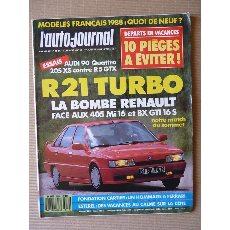 Auto-Journal n°12-87, Renault 21 2L Turbo, Audi 90 Quattro, Peugeot 205 XS vs Renault 5 GTX