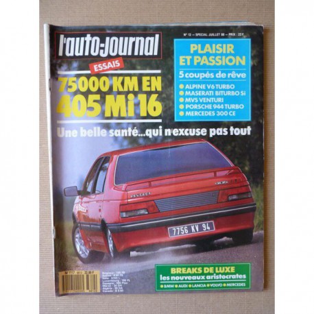 Auto-Journal n°12-88, Volkswagen Polo Coupé G40, Peugeot 405 Mi 16, Opel Corsa GSI, Alpine V6 Turbo, Maserati Biturbo Si
