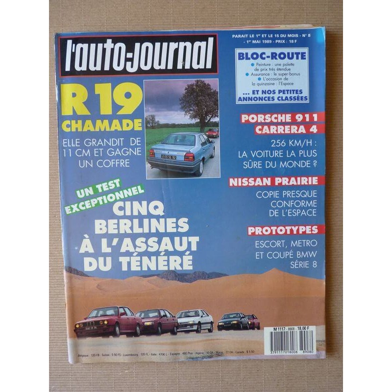 Auto-Journal n°08-89, Porsche 911 Carrera 4, Nissan Prairie 4x4 SLX, Renault 19 TXE vs Chamade, Alfa Romeo ES30, Matra M25