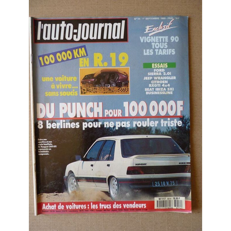 Auto-Journal n°14-89, Seat Ibiza SX1, Citroën BX GTI 4x4, Ford Sierra 2.0i, Porsche 928 GT, Jeep Wrangler, Renault 19 GTS