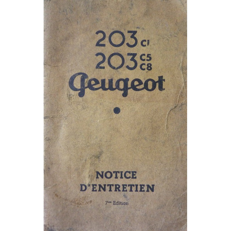 Notice d'entretien Peugeot 203 familiale, commerciale, fourgonnette, camionnette, ambulance (eBook)