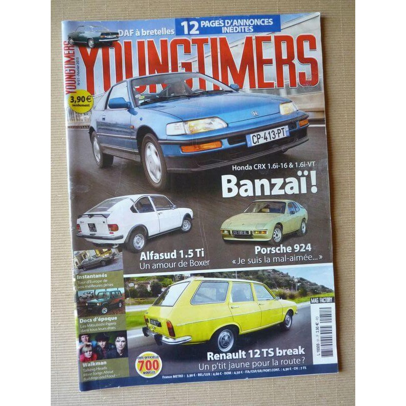 Youngtimers n°51, Honda CRX 1.6i-16 1.6i-VT, Alfa Romeo Alfasud 1.5Ti, Porsche 924, Renault 12 TS break