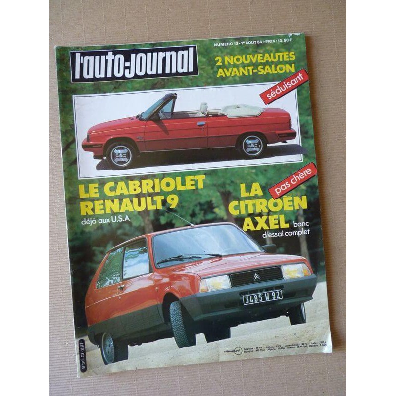 Auto-Journal n°13-84, Saab 900 Turbo 16S, Citroën Axel 12 TRS, BMW 635 Csi E24, Porsche 928S