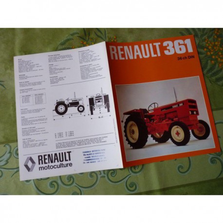 Renault 361, catalogue brochure dépliant tracteur