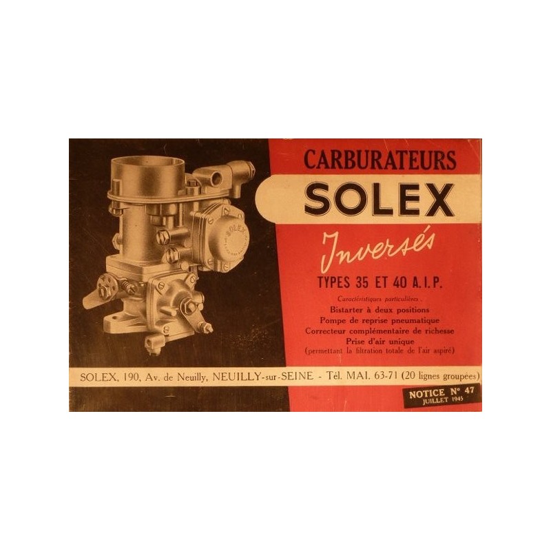 Solex, carburateurs inversés types 35 et 40 AIP