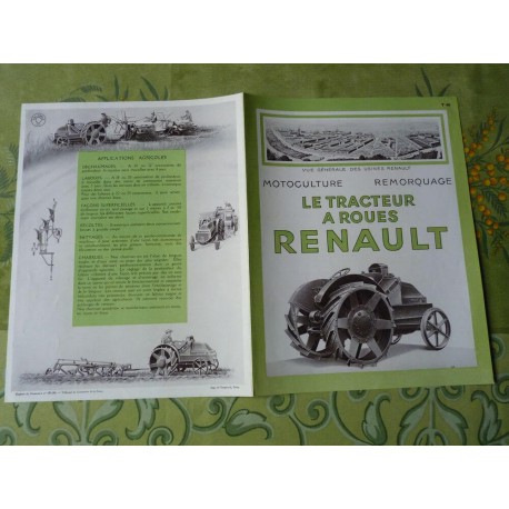 tracteur Renault à roues fer Type HO, catalogue brochure