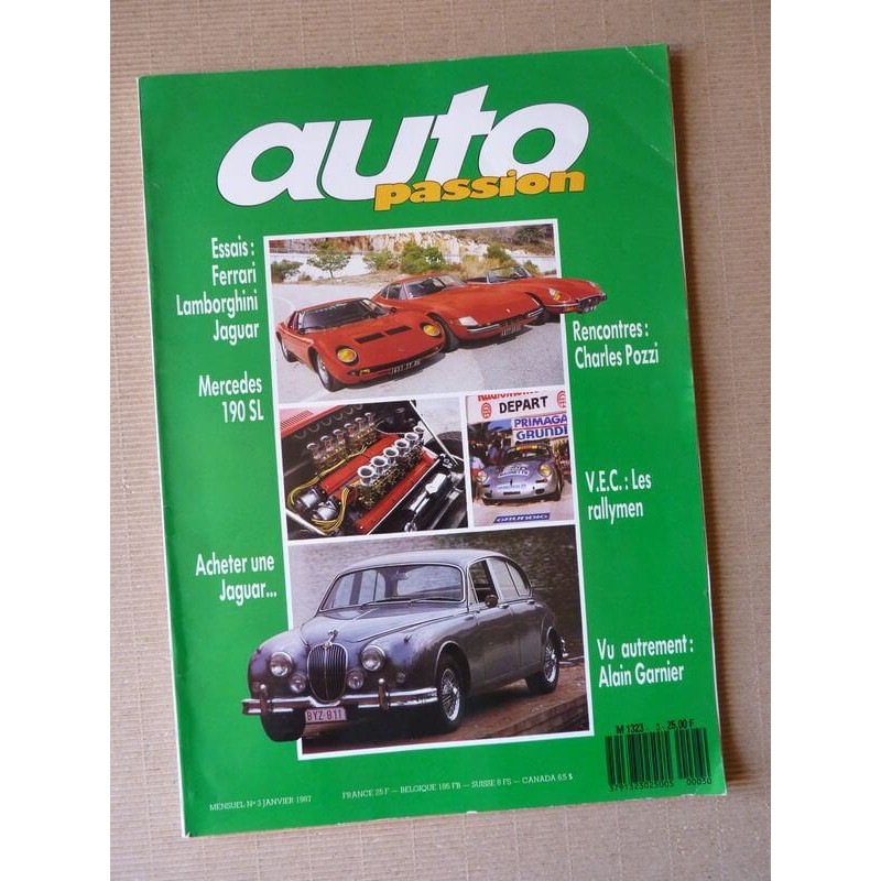 Auto Passion n°3, Ferrari 365 Daytona, Jaguar Type E, Lamborghini Miura S, Ferrari 412, Mercedes 190SL, Abarth SE 011