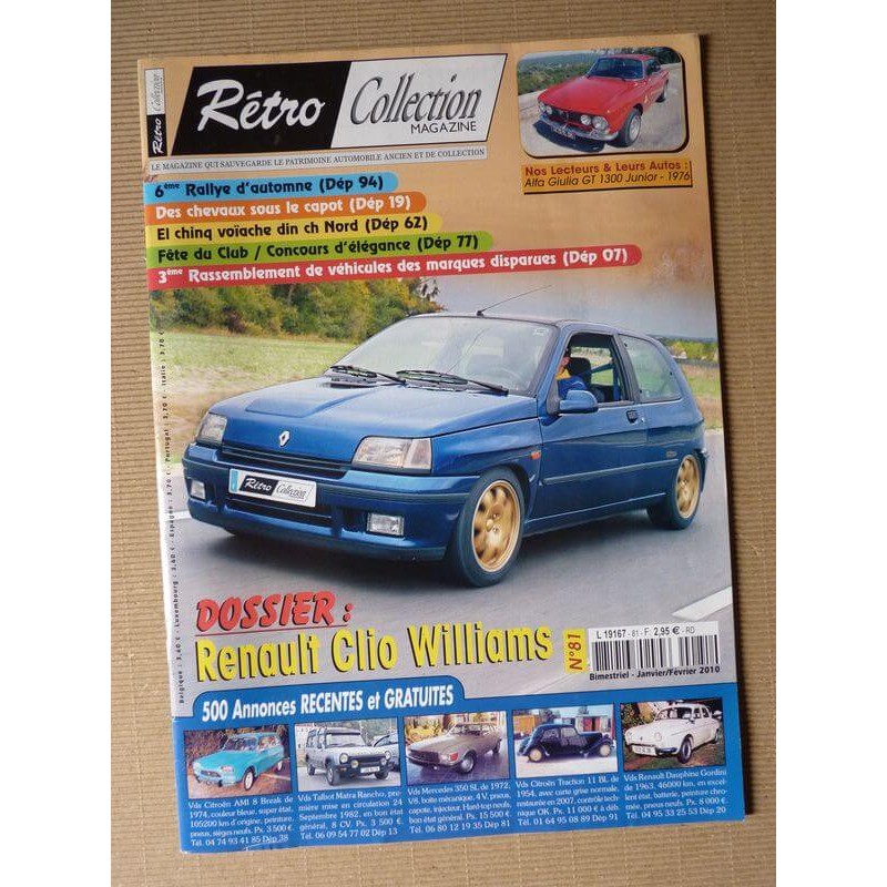 Rétro Collection n°81, Renault Clio Williams, Alfa Romeo Giulia GT 1300 Junior