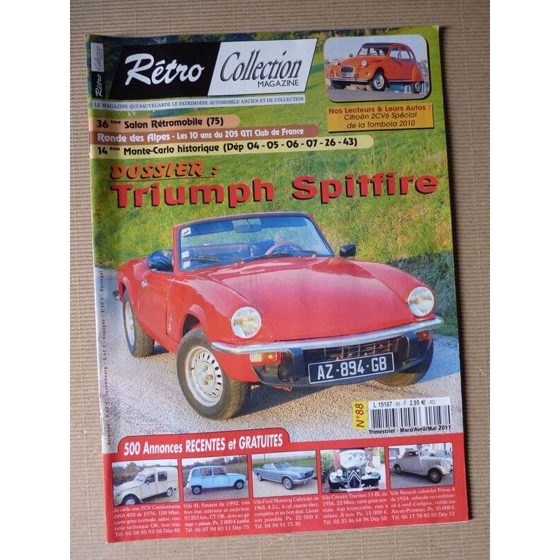 Rétro Collection n°88, Triumph Spitfire 4 mk1, Citroën 2cv6 de l'ASPAAC à Mr.Chambonnet, 205 Gti Club de France