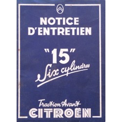 Citroën Traction 15 Six, notice d'entretien