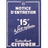 Citroën Traction 15 Six, notice d'entretien