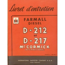 Farmall Diesel D-212 et D-217, notice d'entretien