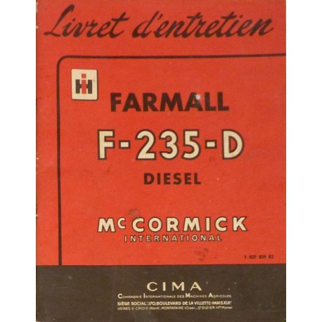 Farmall Diesel F-235-D, notice d'entretien