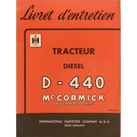 Farmall Diesel D-440, notice d'entretien