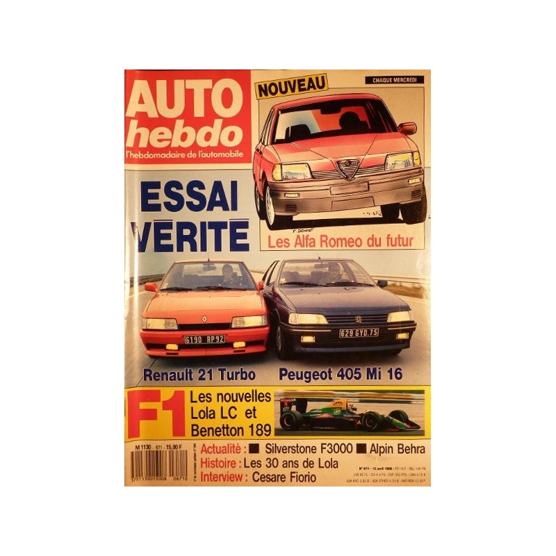 Auto Hebdo n°671, Renault 21 Turbo vs. Peugeot 405 Mi 16