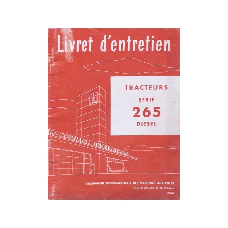 McCormick International F265, notice d'entretien