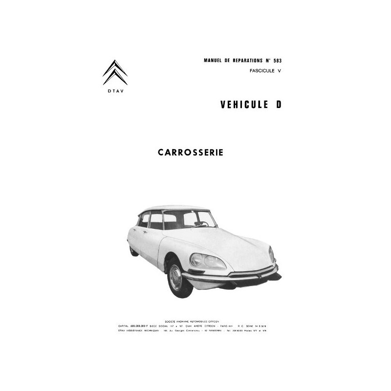 Citroën DS et ID tous types, manuel de réparation carrosserie