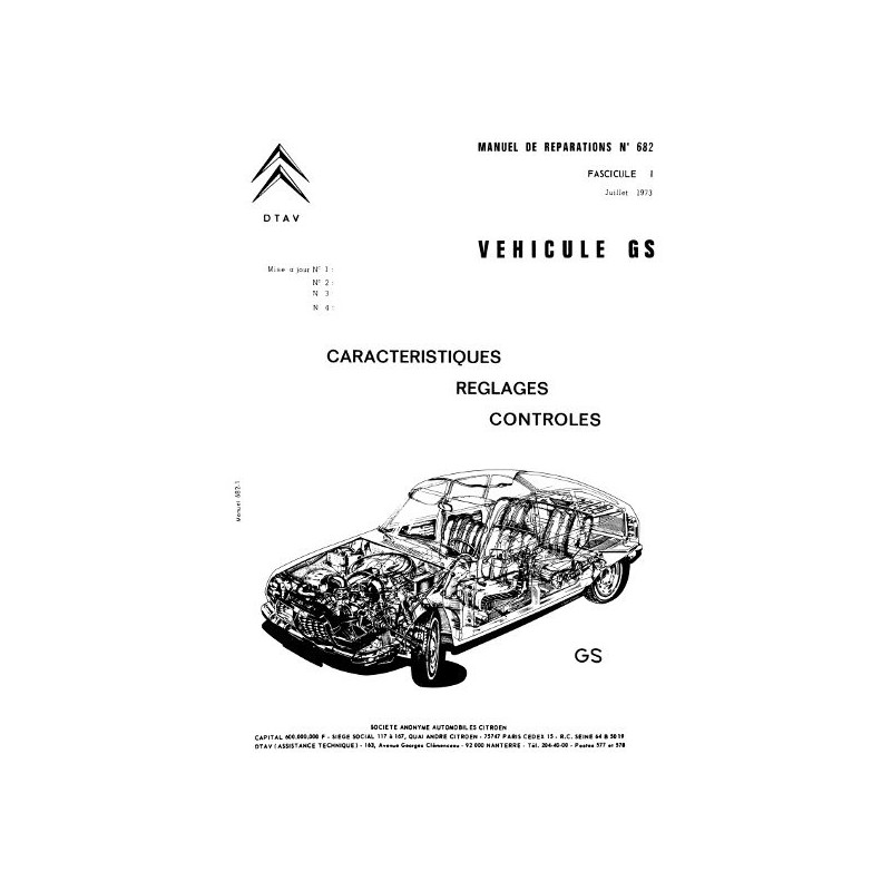 Citroën GS, manuel de réparation caractéristiques, réglages, contrôle