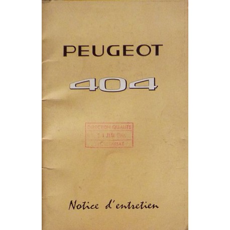 Peugeot 404, notice d'entretien
