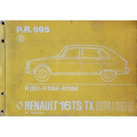 Renault 16 R1151, R1154 et R1156, catalogue de pièces