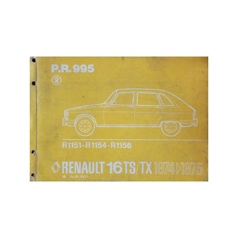 Renault 16 R1151, R1154 et R1156, catalogue de pièces