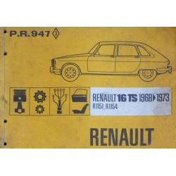 Renault 16 R1151 et R1154 de 1968-73, catalogue de pièces