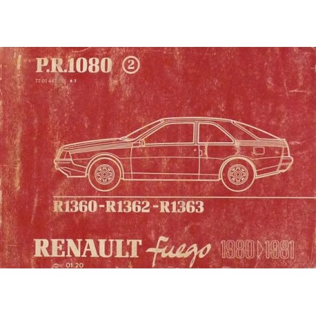 Renault Fuego R1360, R1362, R1363, catalogue de pièces
