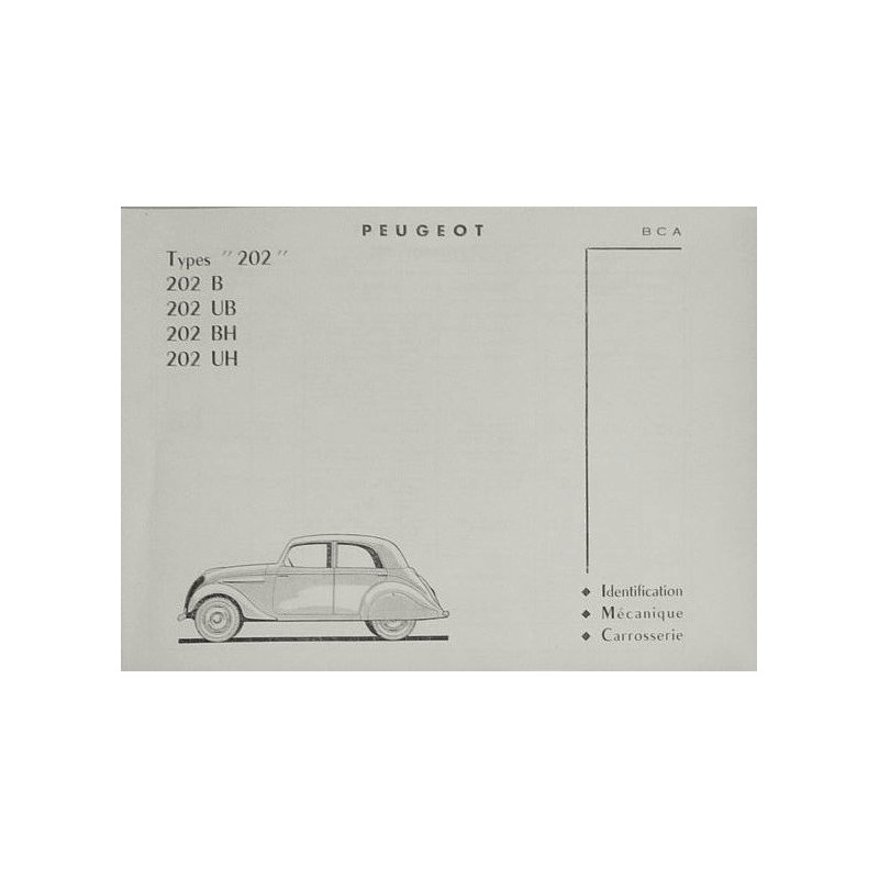 Peugeot 202 B, UB, BH, UH, catalogue de pièces