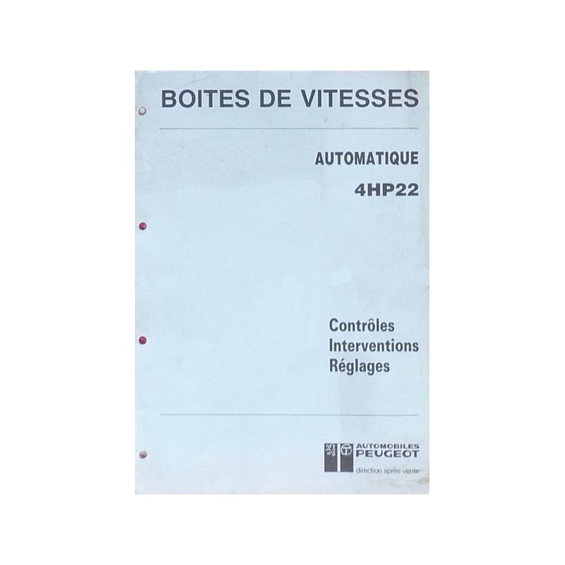 Boîte de vitesses automatique ZF 4HP22, manuel de réparation