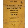 McCormick IH moissonneuse F8-63, catalogue de pièces