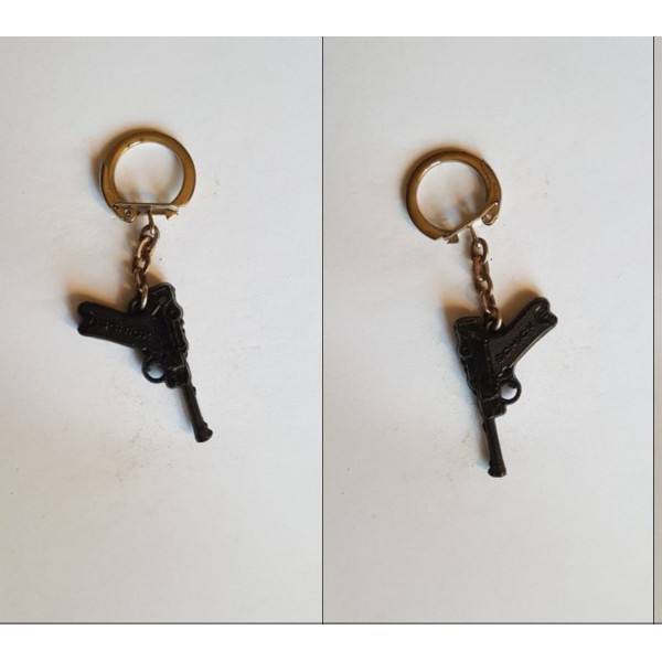 Porte-Clés Pistolet Cartouche Argent - Style Crime Chic, Unisexe