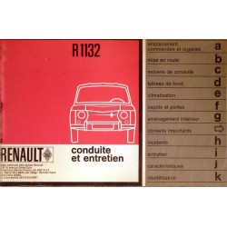 Renault 8 type R1130 et R1132, notice d'entretien