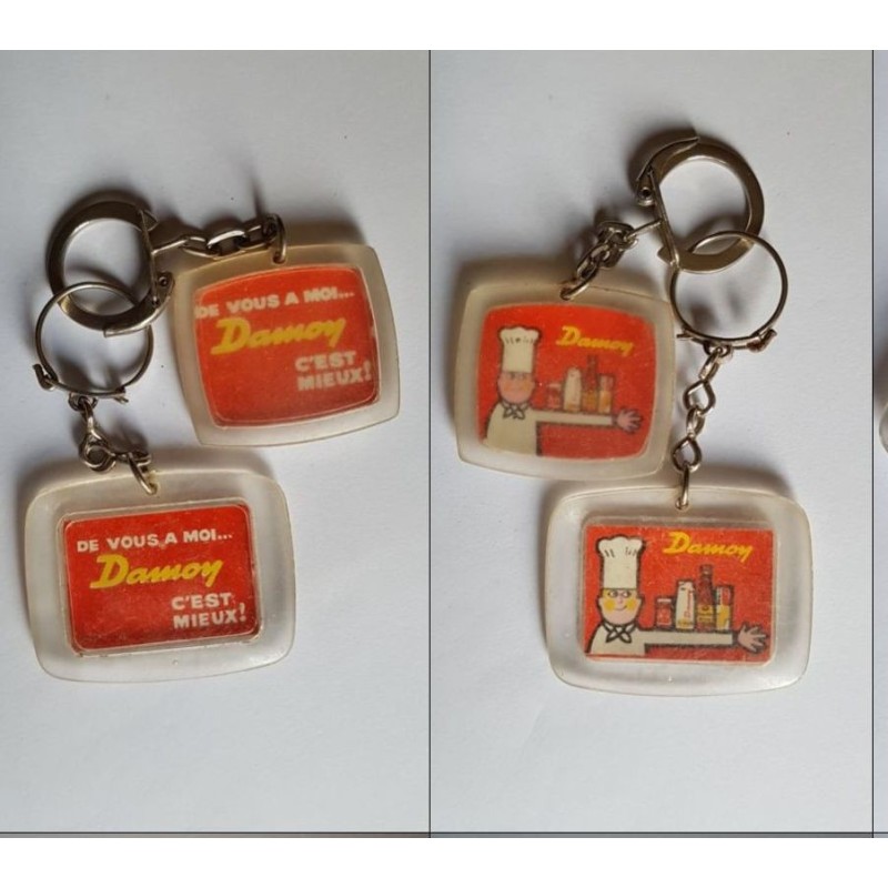 porte-clés Damoy conserves aliments, lot 2 différents (pc)