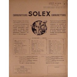 Solex, réglage des carburateurs véhicules Europe de 1935-59
