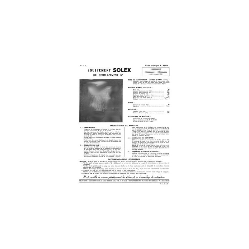 Fiche réglage Solex 40 RAIP de GMC CCKW 352, 353 (eBook)