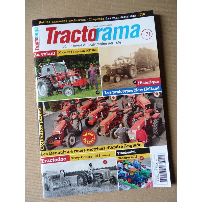 Tractorama n°71, Massey Ferguson MF168, Renault 4 roues motrices, New Holland prototype