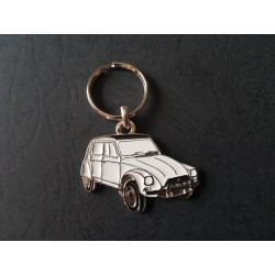 Porte-clés profil Citroen Dyane 4, 6 (blanc)