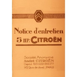 Citroën 5HP, notice d'entretien